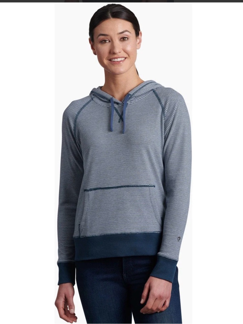 Kuhl Stria Striped Hooded Pullover Sweatshirt - Mist